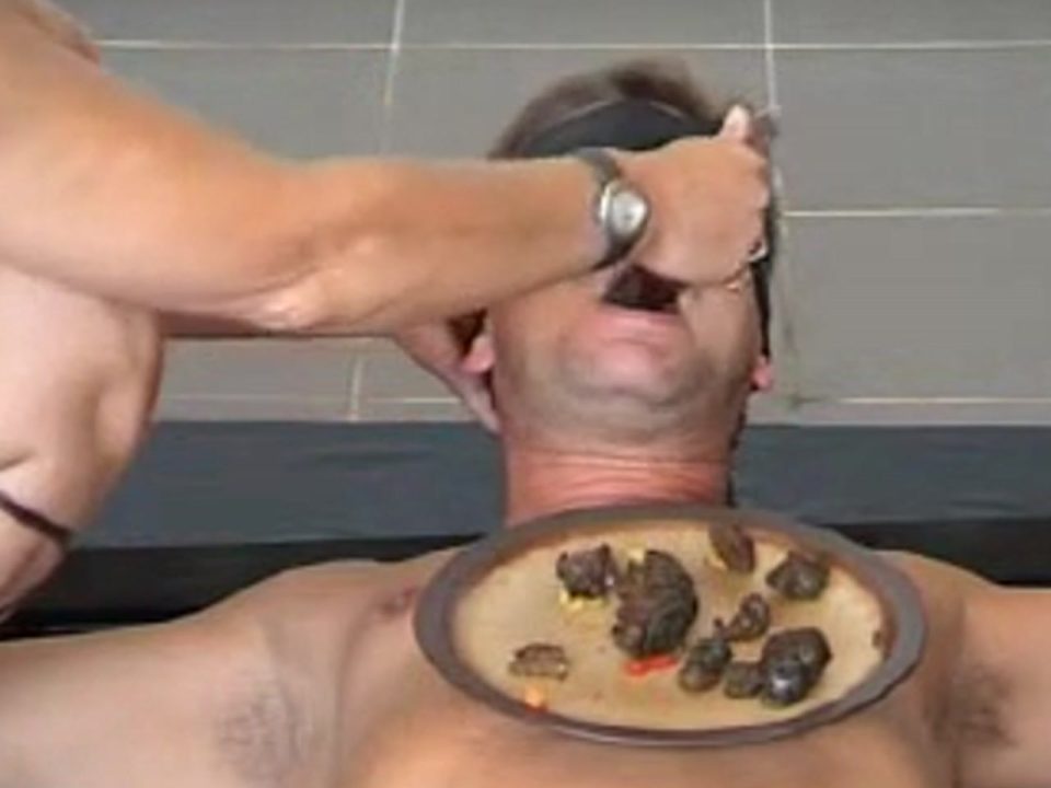 Tied Slave Spoon Shit Feeding